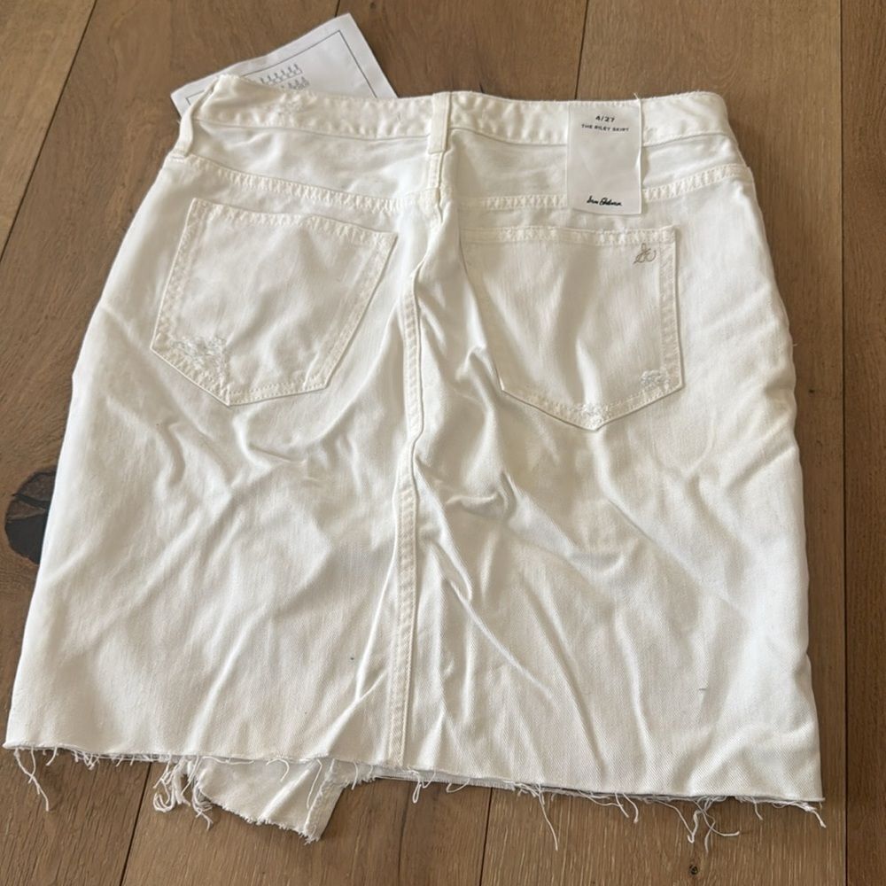 Sam EDELMAN Asymmetrical Distressed Above The Knee White Pencil Skirt - Picture 5 of 6
